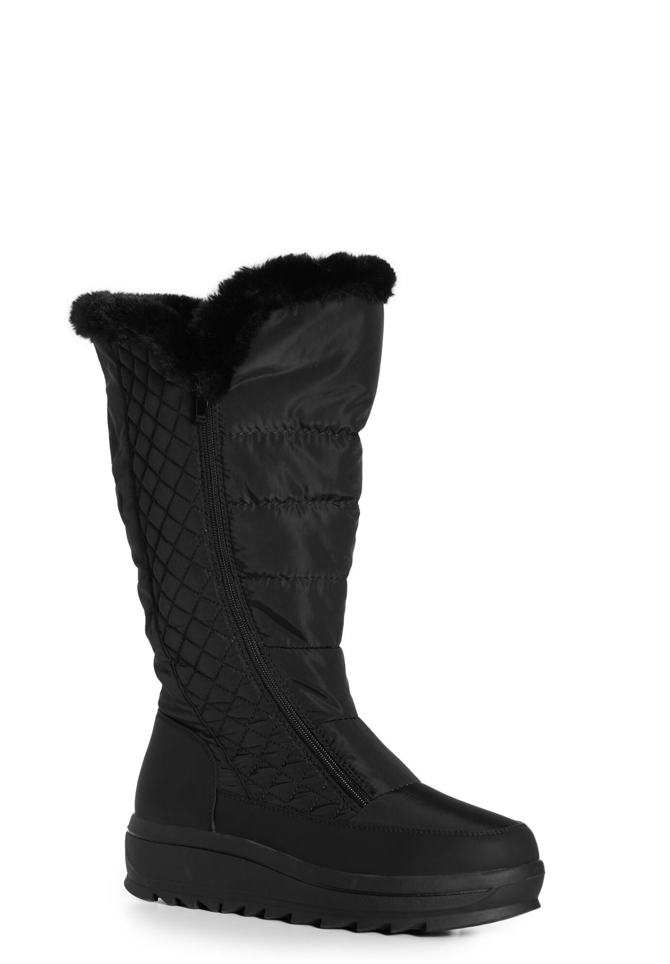 Comfortview Women's Janis Leather Boot - Wide Width (8 X-Wide), Black, 15" Shaft