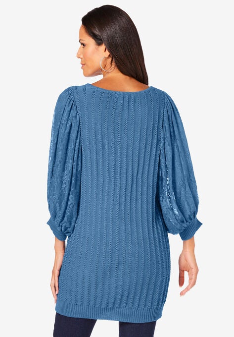 Lace Sleeve Sweater, , on-hover image number null