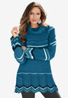 Chevron Border Sweater, DEEP TEAL STRIPE, hi-res image number null