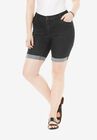Cuffed Denim Short, BLACK DENIM, hi-res image number null