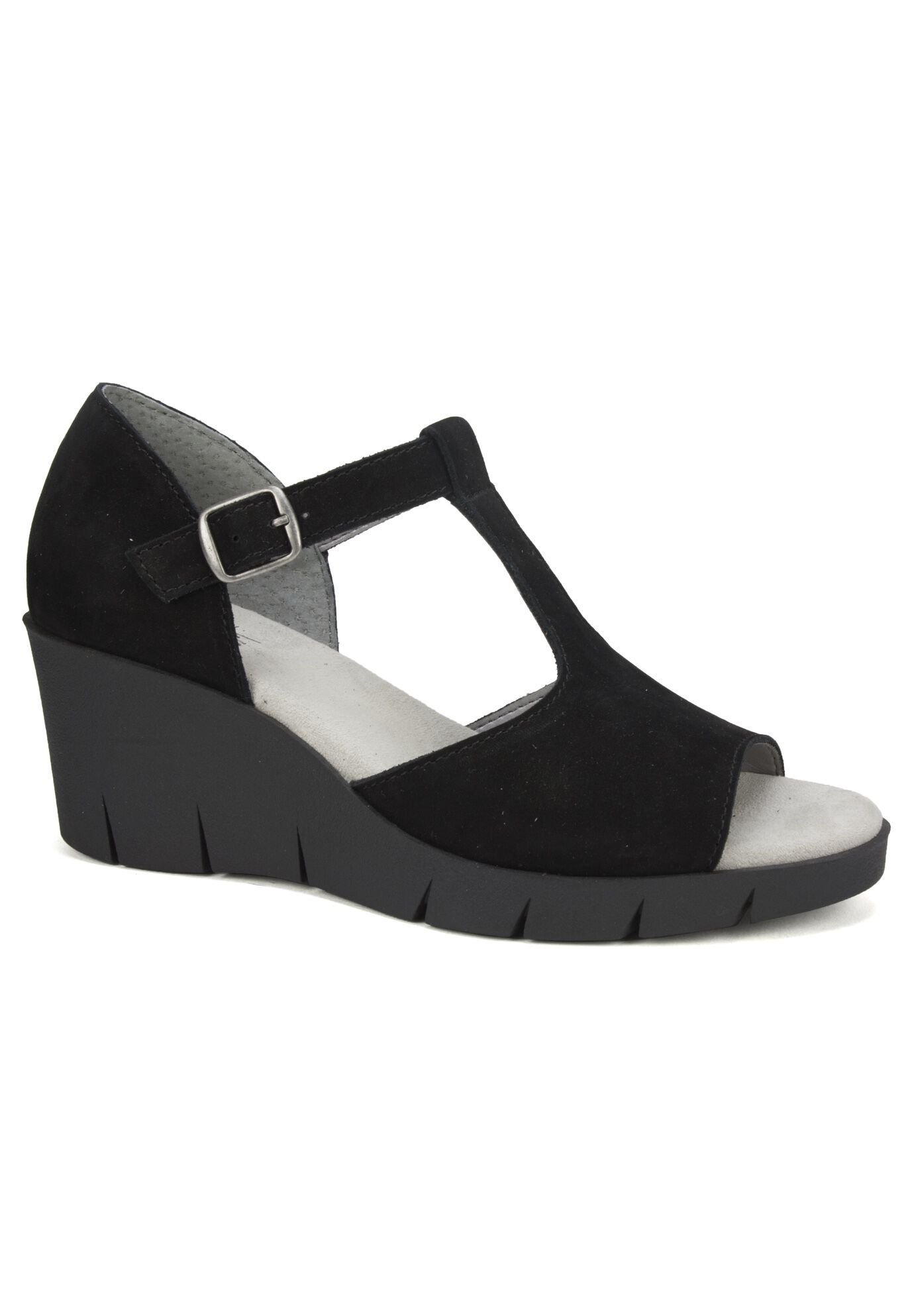 Parisia Leather Wedge , BLACK NUBUCK, hi-res image number 0