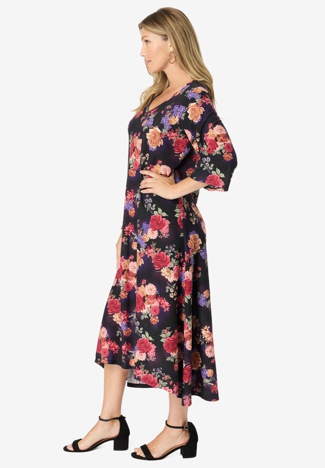 High-Low V-Neck Dress, , alternate image number null