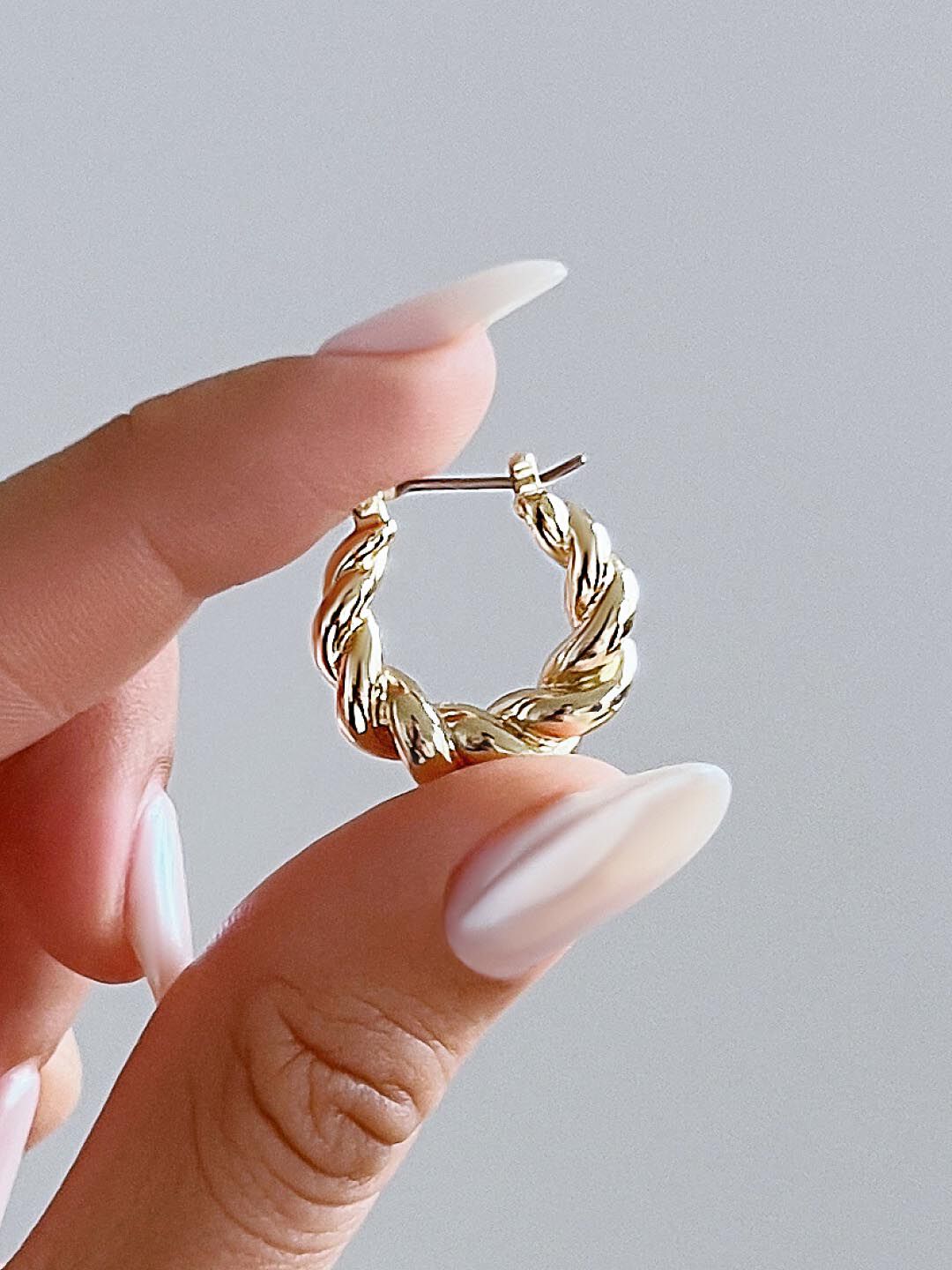 Paris Twisted Hoop Earrings, GOLD, alternate image number 2