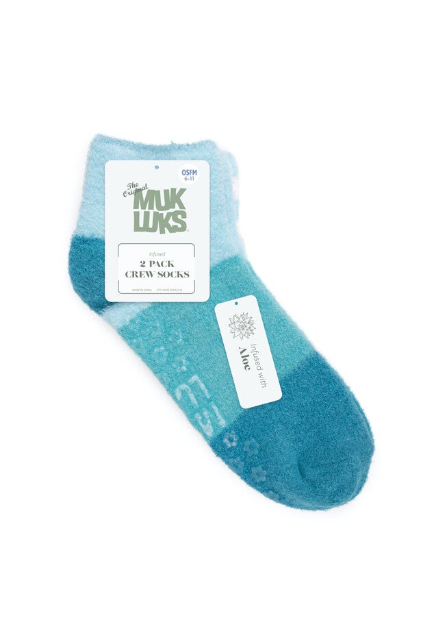 2 Pair Pack Aloe Infused Crew Socks, , alternate image number null