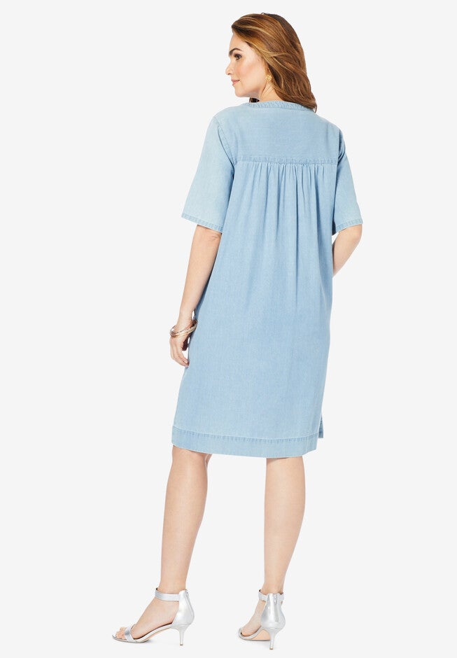 Embellished Denim Shirtdress, , on-hover image number 1