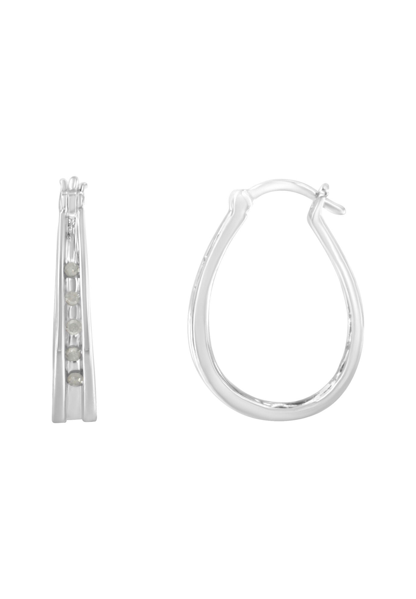 Silver 1/10 Cttw Diamond Hoop Earrings, , on-hover image number 1