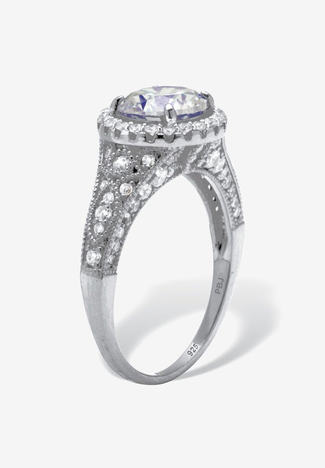2.86 Tcw Round Cubic Zirconia Engagement Ring, , alternate image number 3