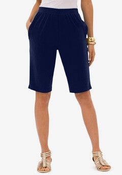Plus Size Soft Knit Pull-on Bermuda Short