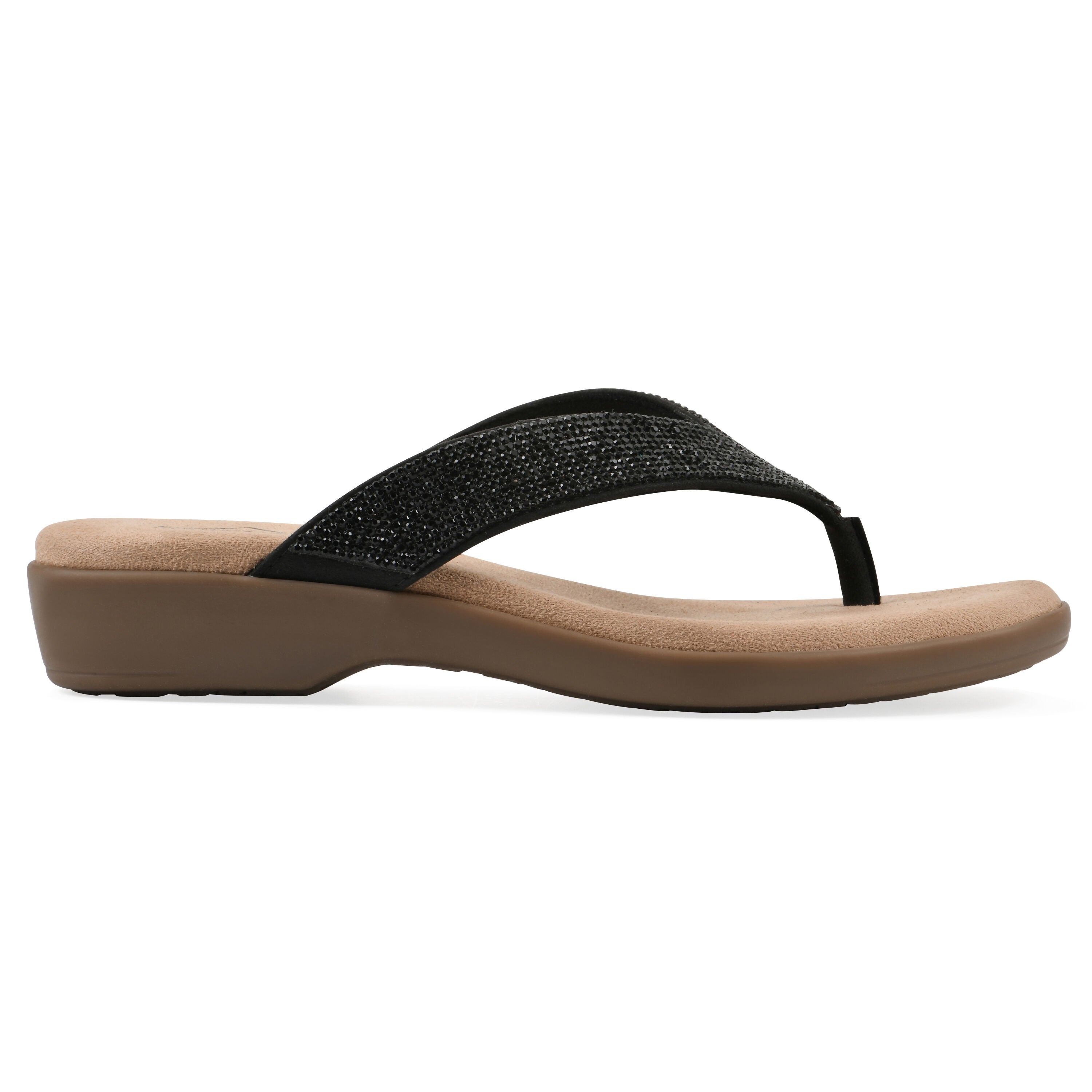 Becharm Thong Sandal, BLACK FABRIC, alternate image number 2