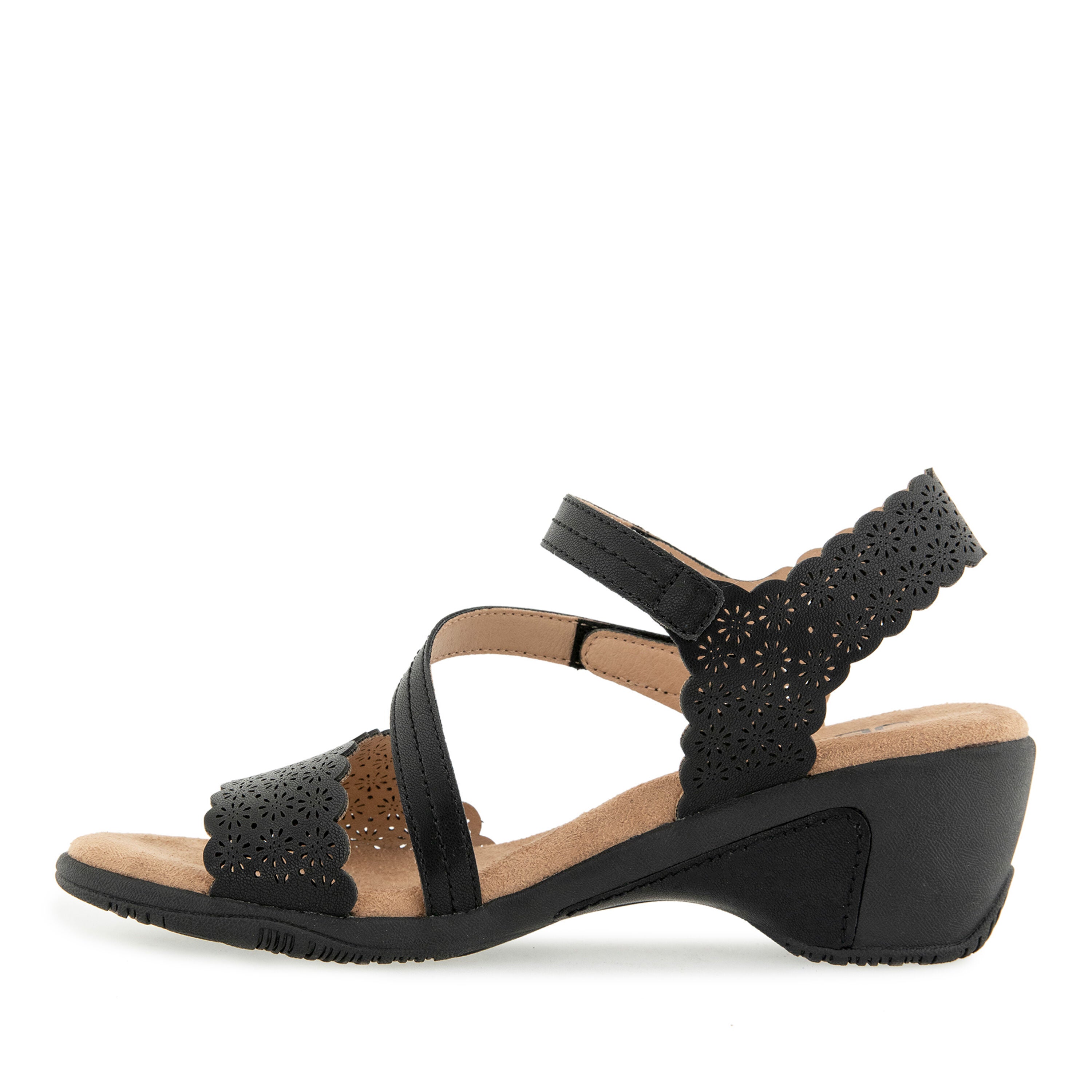 Gracie Hook and Loop Wedge Sandal, BLACK, alternate image number 3