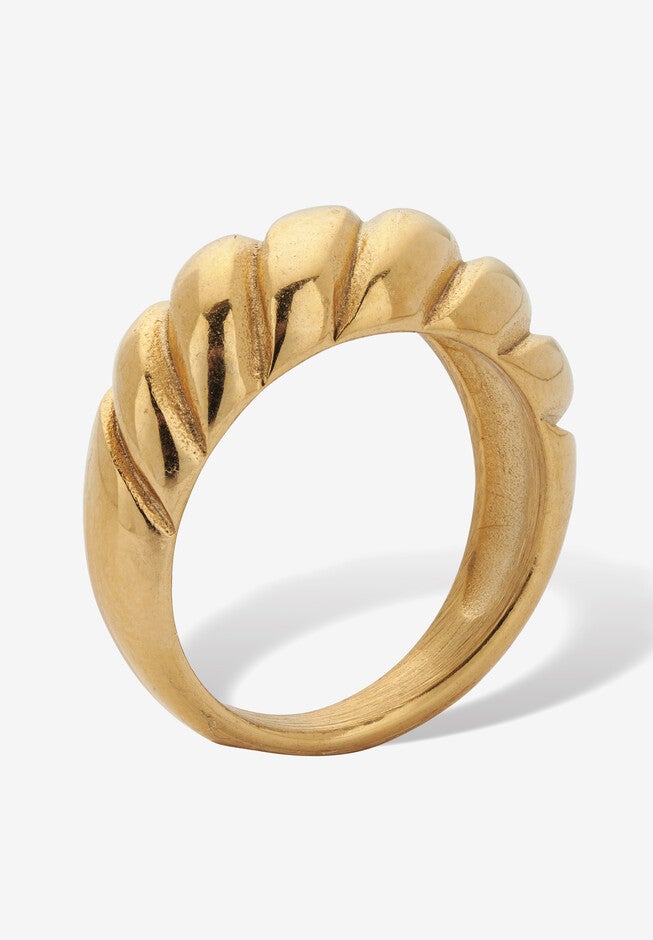 Shrimp Style Gold Ion-Plated Stainless Steel Ring, , on-hover image number 1