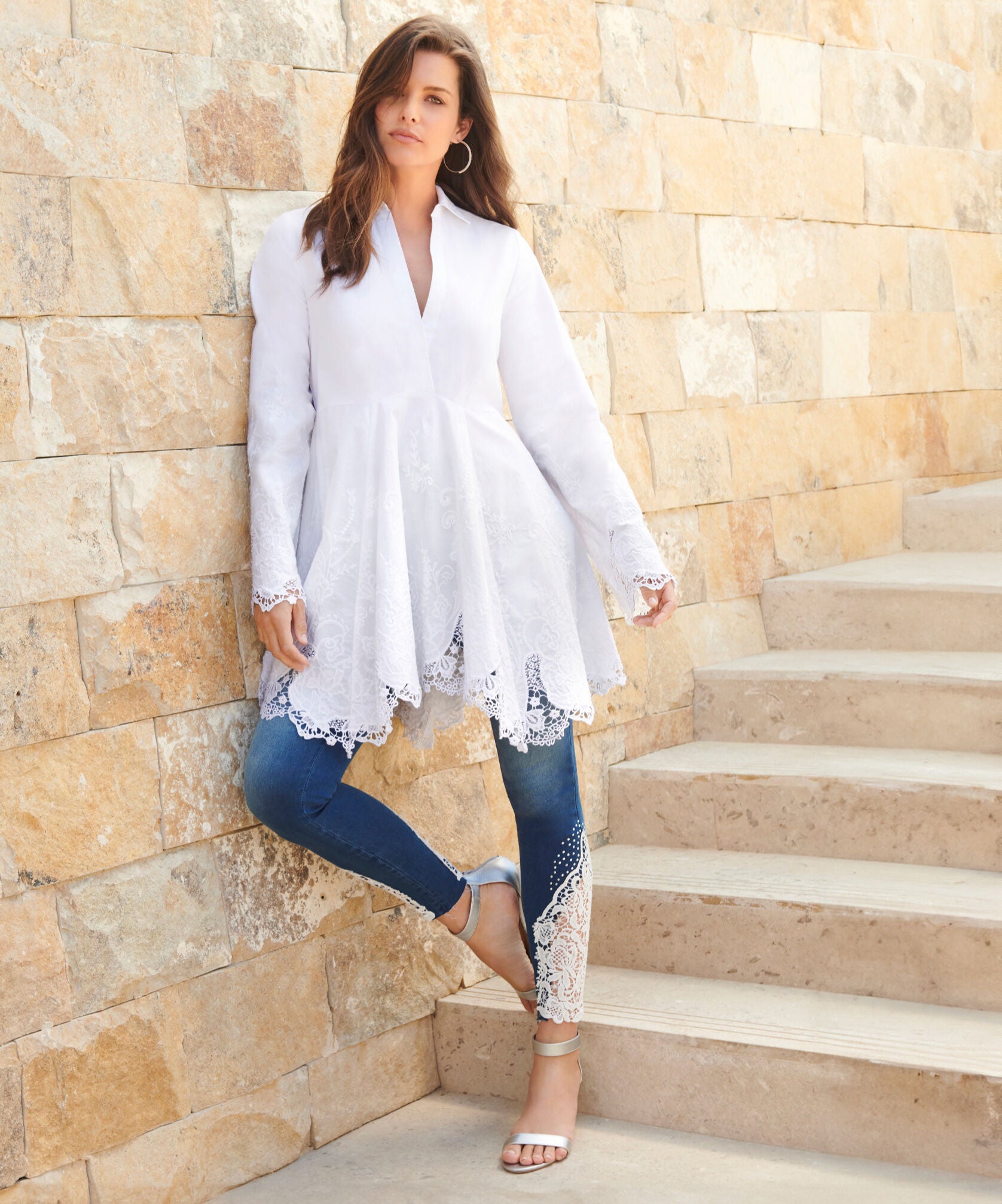 Poplin Embroidered Swing Tunic, , alternate image number 5