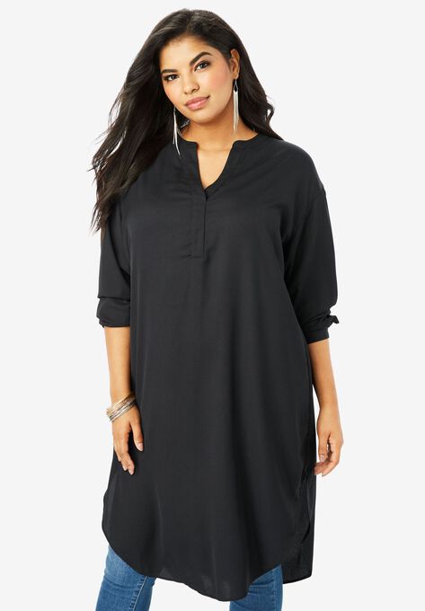 Georgette Pullover Ultra Tunic, BLACK, hi-res image number null