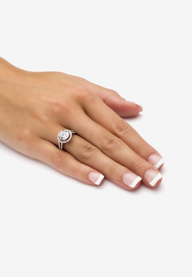 3 Tcw Round Cubic Zirconia Halo Double Shank Ring In Rose Gold-Plated, , alternate image number 2