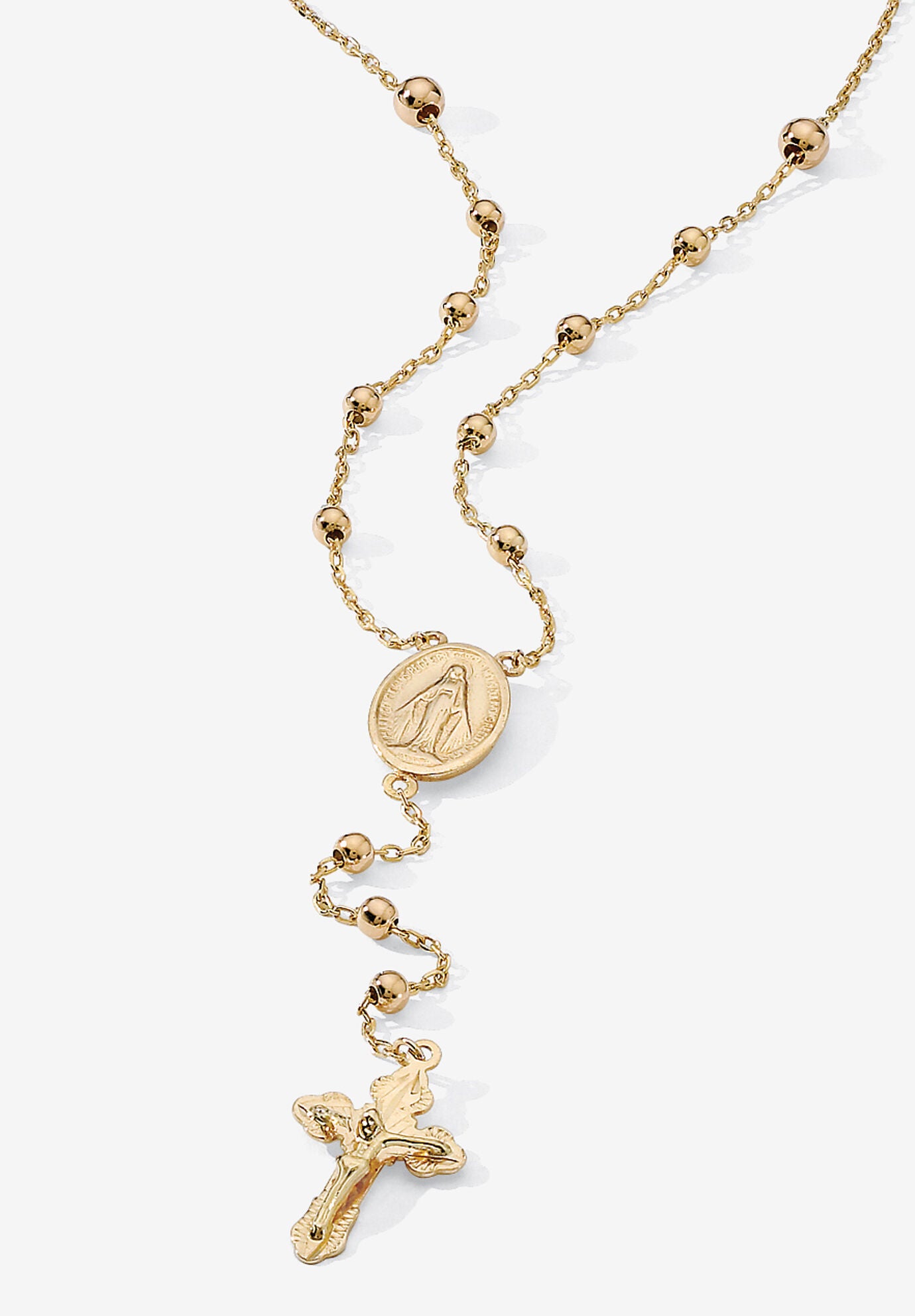 Rosary Style Necklace In Gold-Plated Sterling Silver, GOLD, hi-res image number 0