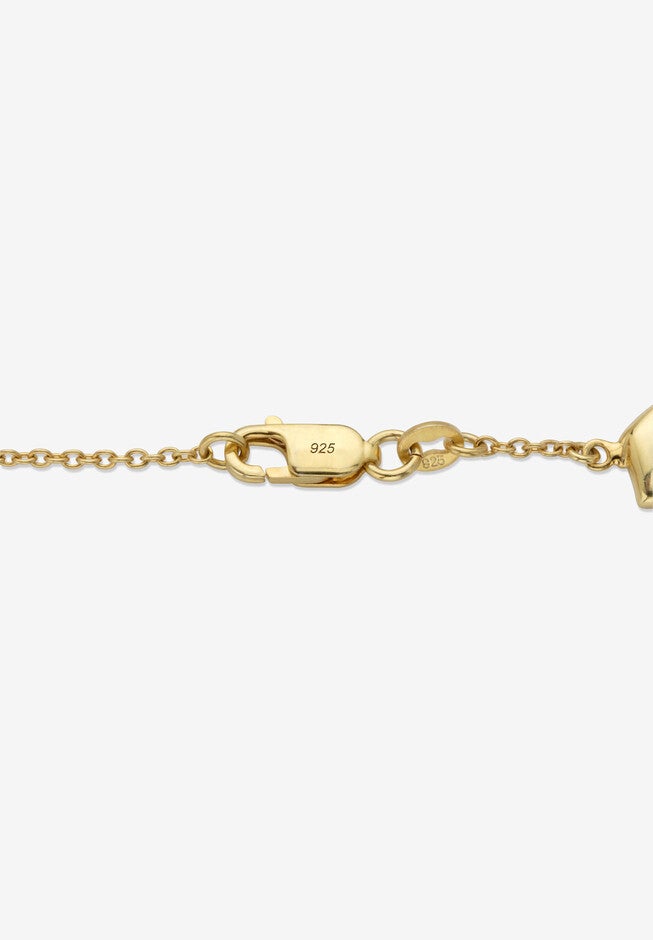 Beaded Elephant 18K Gold-Plated Sterling Silver Station Ankle Bracelet 10 inches, , on-hover image number 1