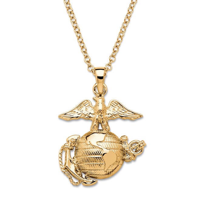 Marine Corps Pendant Necklace Gold-Plated 20 inches, GOLD, hi-res image number null
