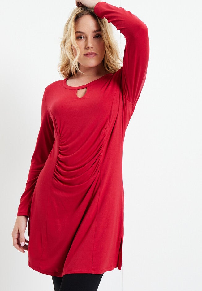 Keyhole Wrap Tunic, CLASSIC RED, hi-res image number null