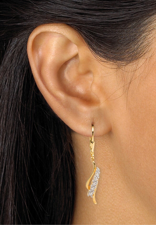 Gold Over Silver Waterfall Drop Drop Earrings (37Mm) Diamond Accent Jewelry, , alternate image number 2