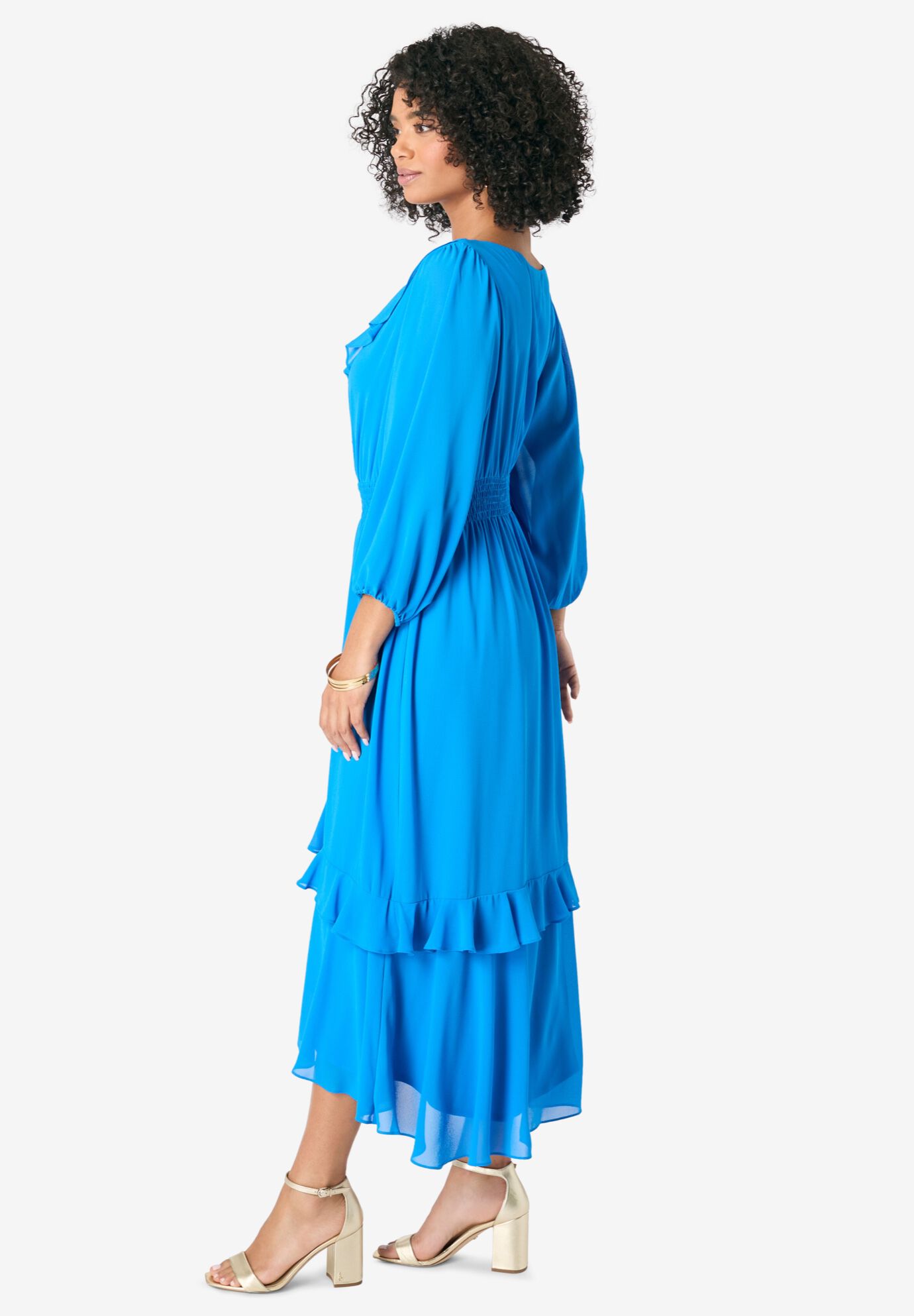 Hi-Low Ruffle Dress, BLUE, alternate image number 2