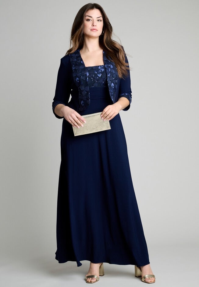 Sequin Jacket Dress, NAVY, hi-res image number null