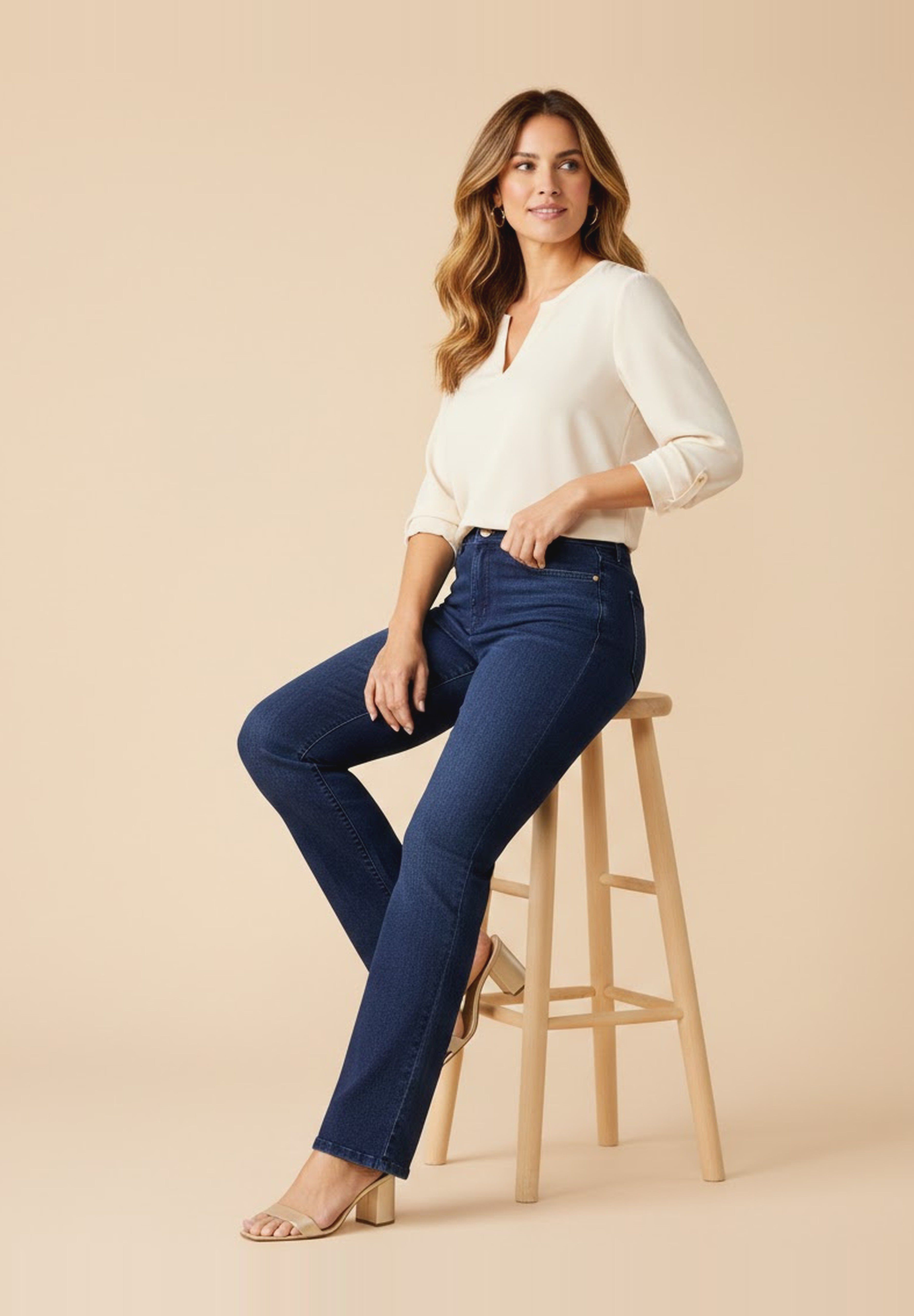 Plus Size Classic Stretch Bootcut Jean, DARK WASH, hi-res image number 0