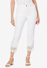 Lace Hem Crop Flare Jean, WHITE, hi-res image number null