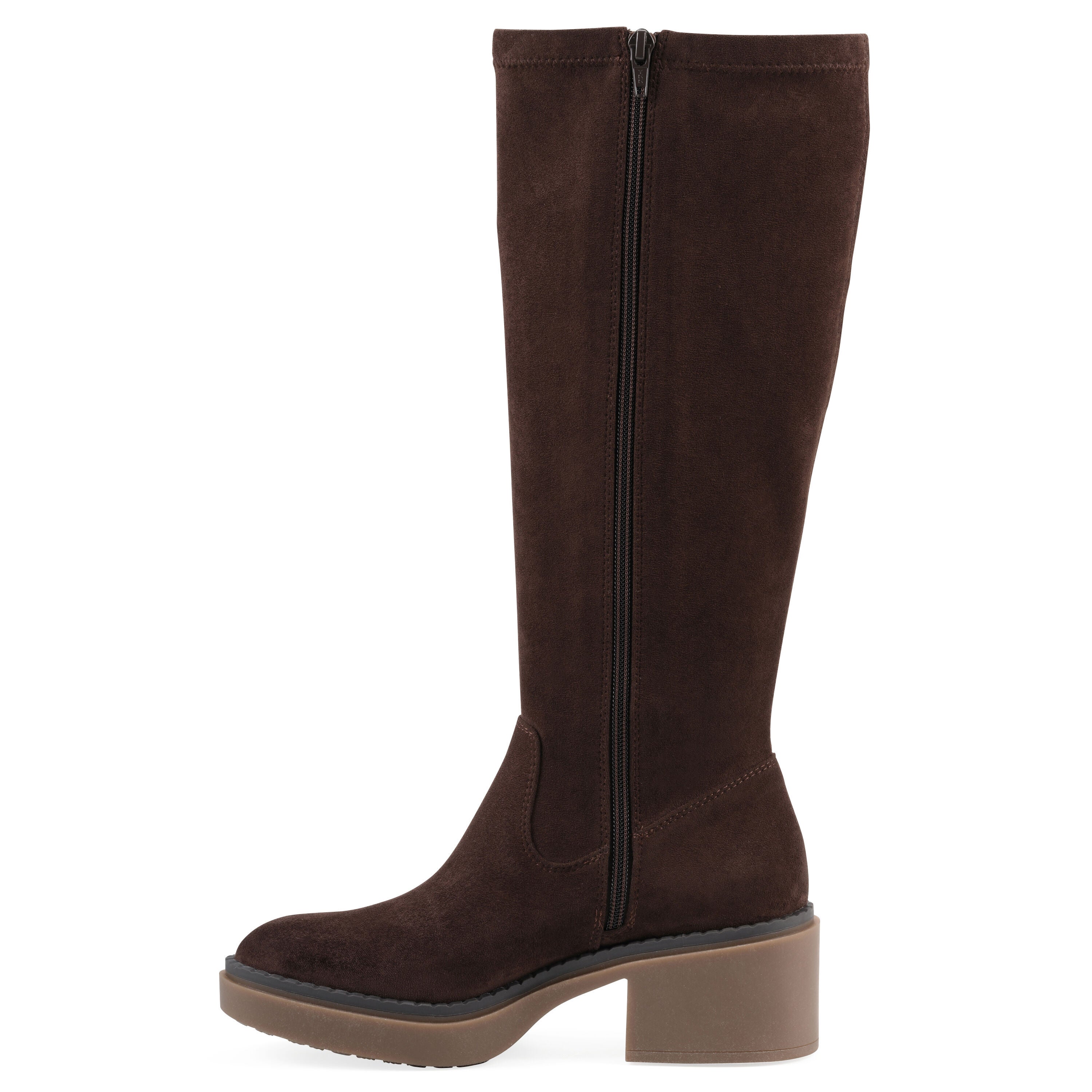 Marcella Tall Shaft Block Heel Boot, BROWN FABRIC, alternate image number 3