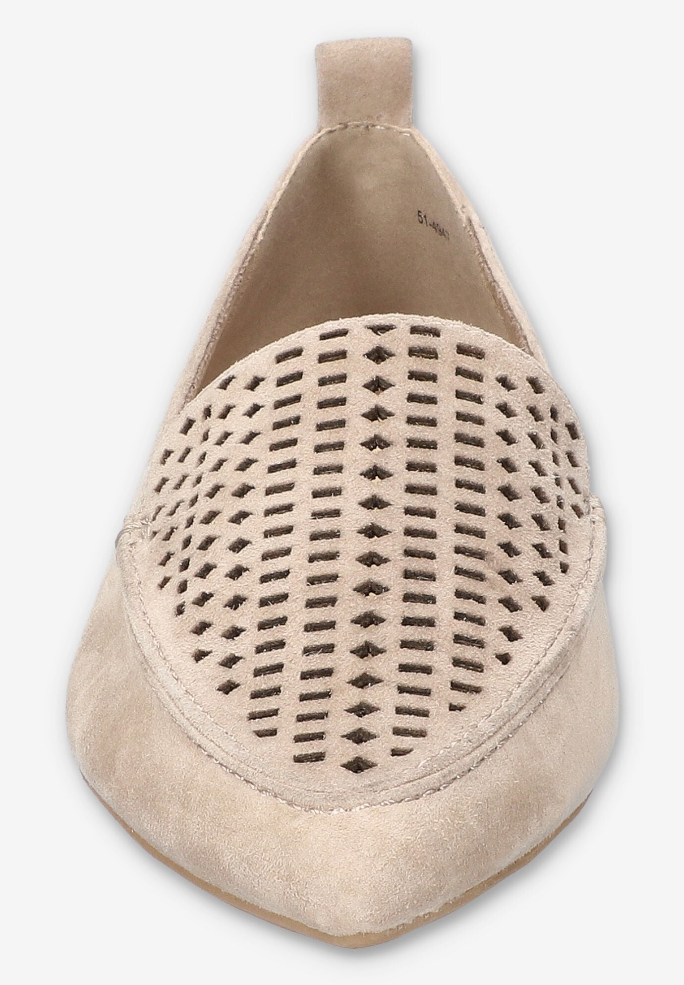 Alessi Perf Pointed Toe Flat, ALMOND SUEDE, on-hover image number 1