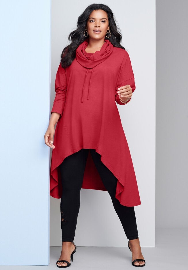 Drawstring Cowl-Neck Ultra Femme Tunic, , alternate image number null