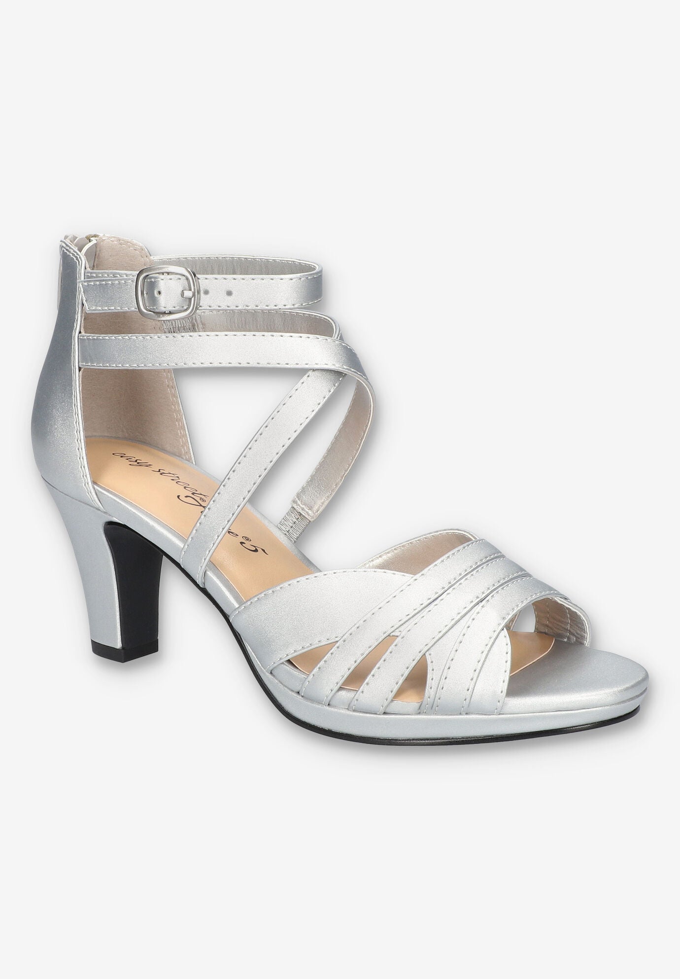 Crissa Casual Sandal, SILVER SATIN, hi-res image number 0