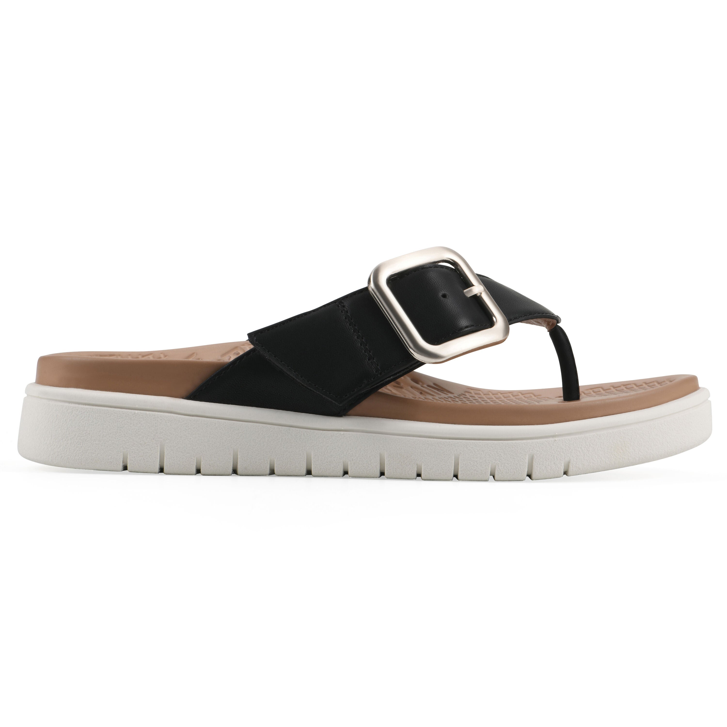 Nalla FOM Recovery Thong Sandal, BLACK SMOOTH, alternate image number 2