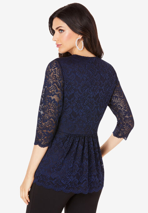 Surplice Lace Top, , on-hover image number null