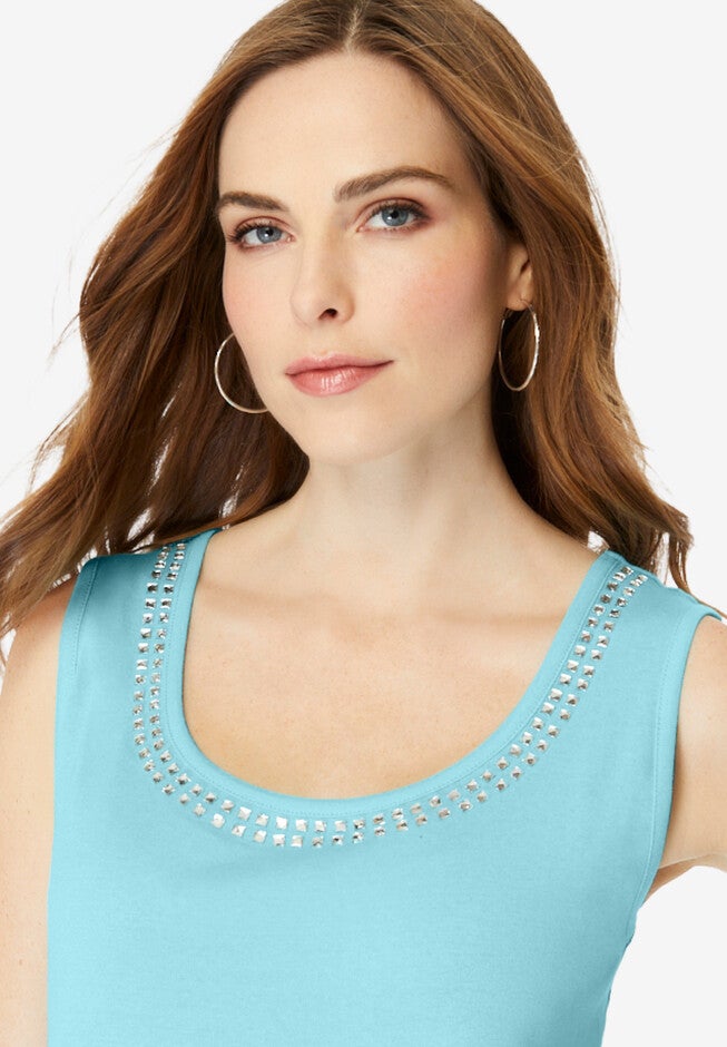 Rhinestone-Trimmed Tank, , alternate image number 3