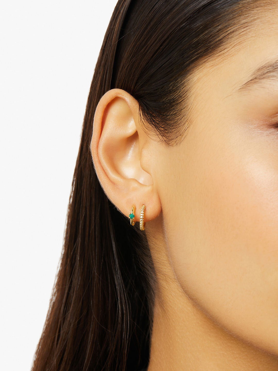 Percy Double Hoop Earrings, GOLD, alternate image number 2