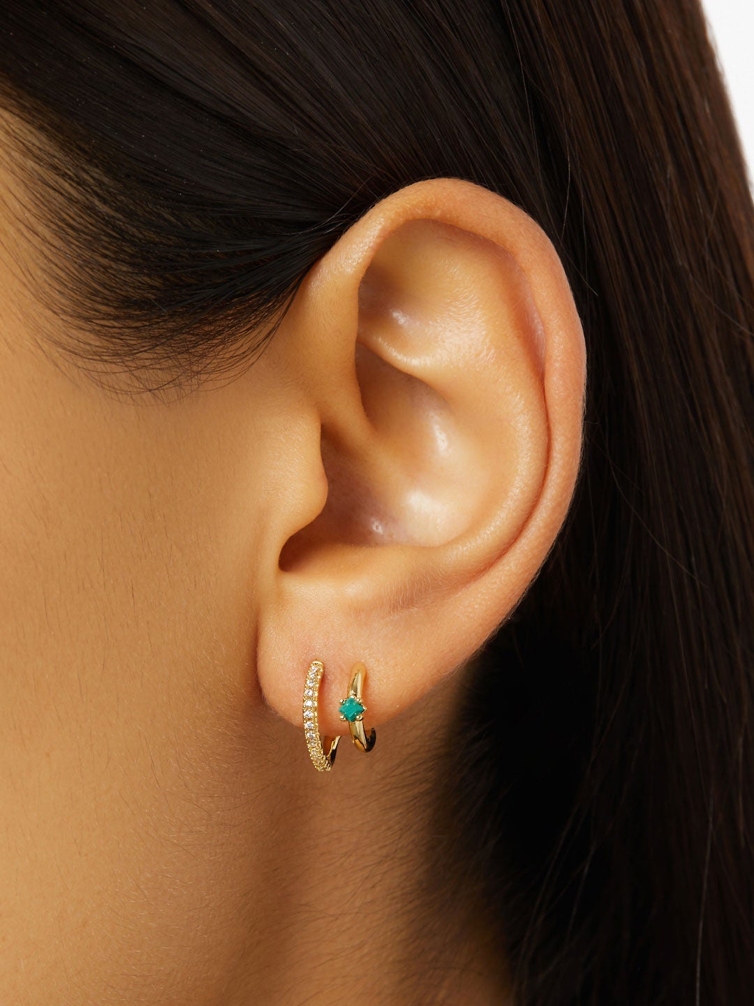 Percy Double Hoop Earrings, GOLD, alternate image number 1