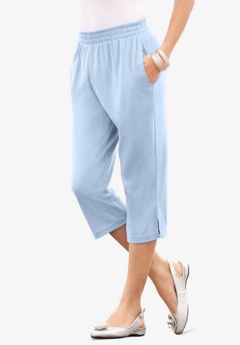 Soft Knit Capri Pant, PALE BLUE, hi-res image number null