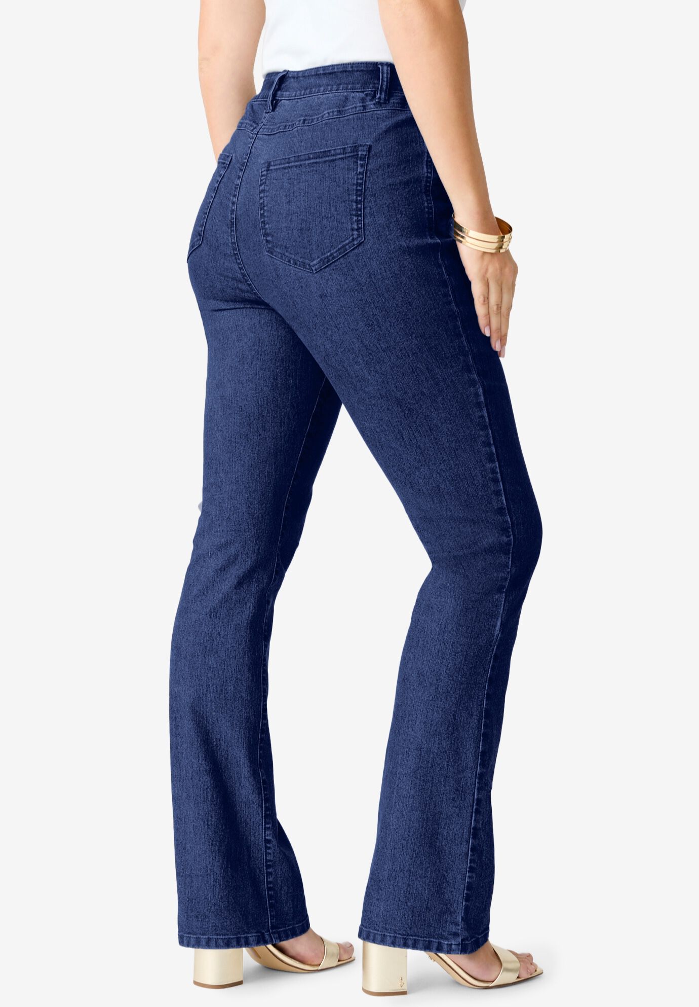 Plus Size Classic Stretch Bootcut Jean, DARK WASH, alternate image number 3