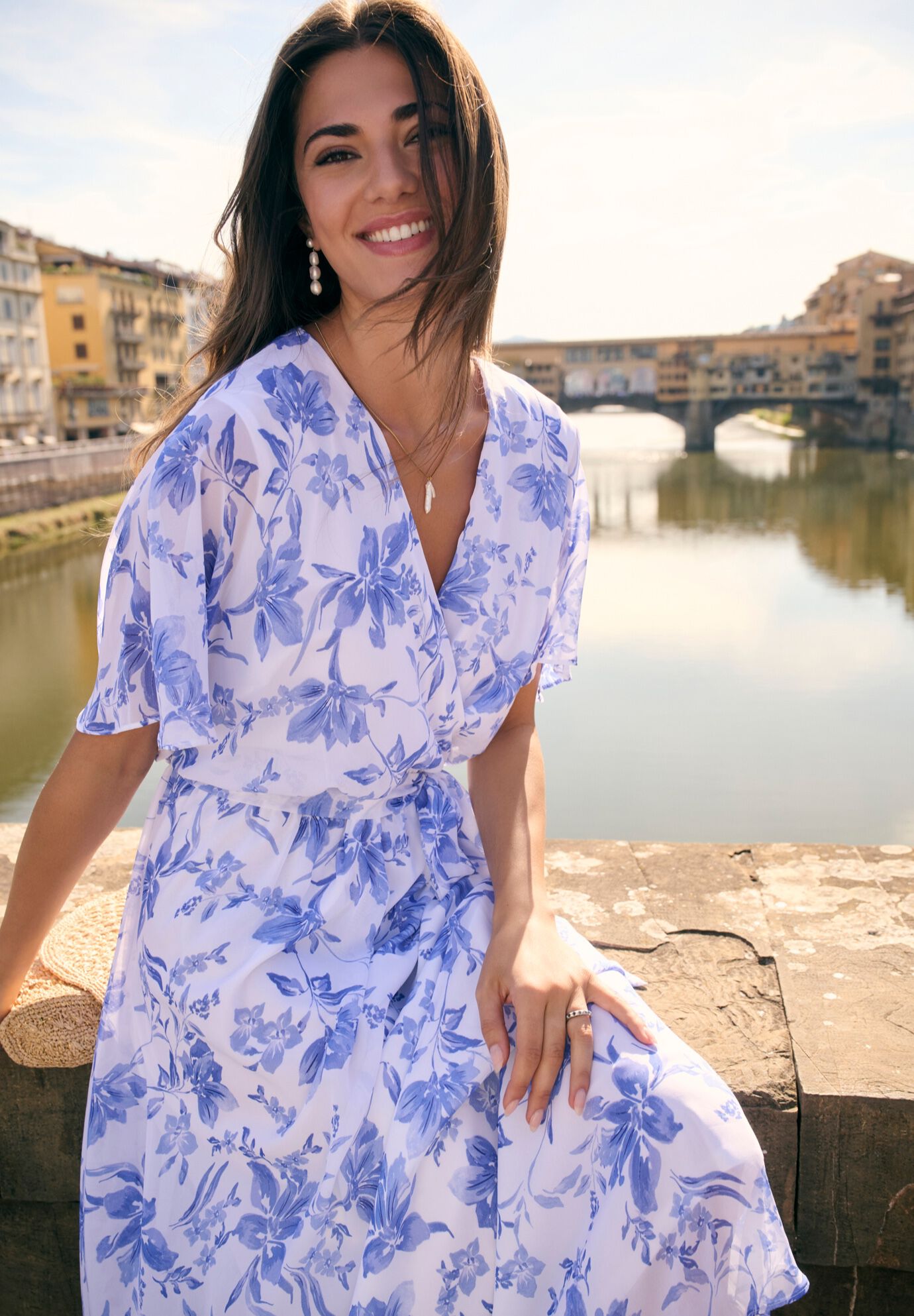 Chiffon Kimono Sleeve Maxi Dress, , alternate image number 2