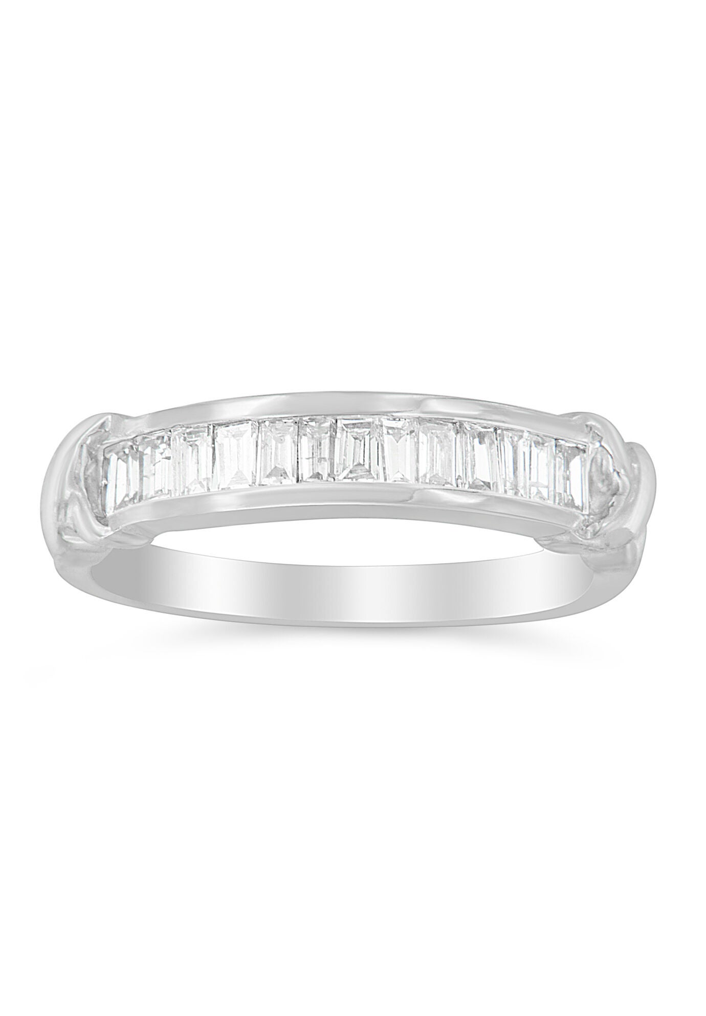 Sterling Silver Baguette Cut Diamond Channel Set Wedding Ring, , alternate image number 2