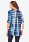 Soft Plaid Button-Up Big Shirt, , on-hover image number 1