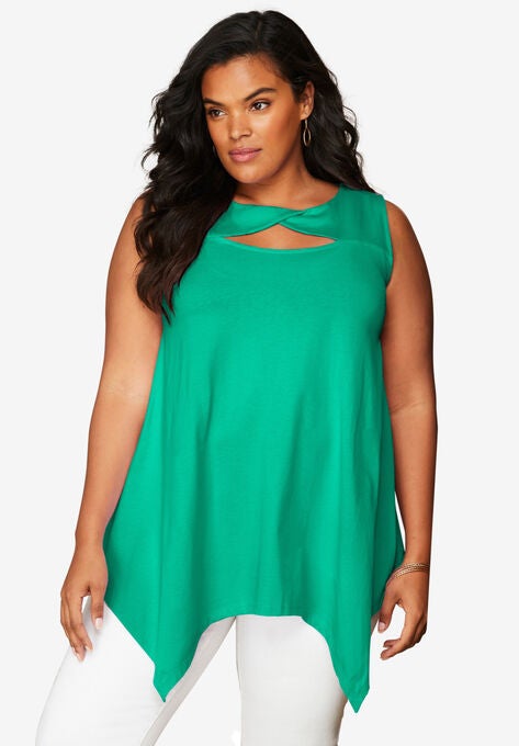 Sleeveless Keyhole Ultimate Tunic, TROPICAL EMERALD, hi-res image number null