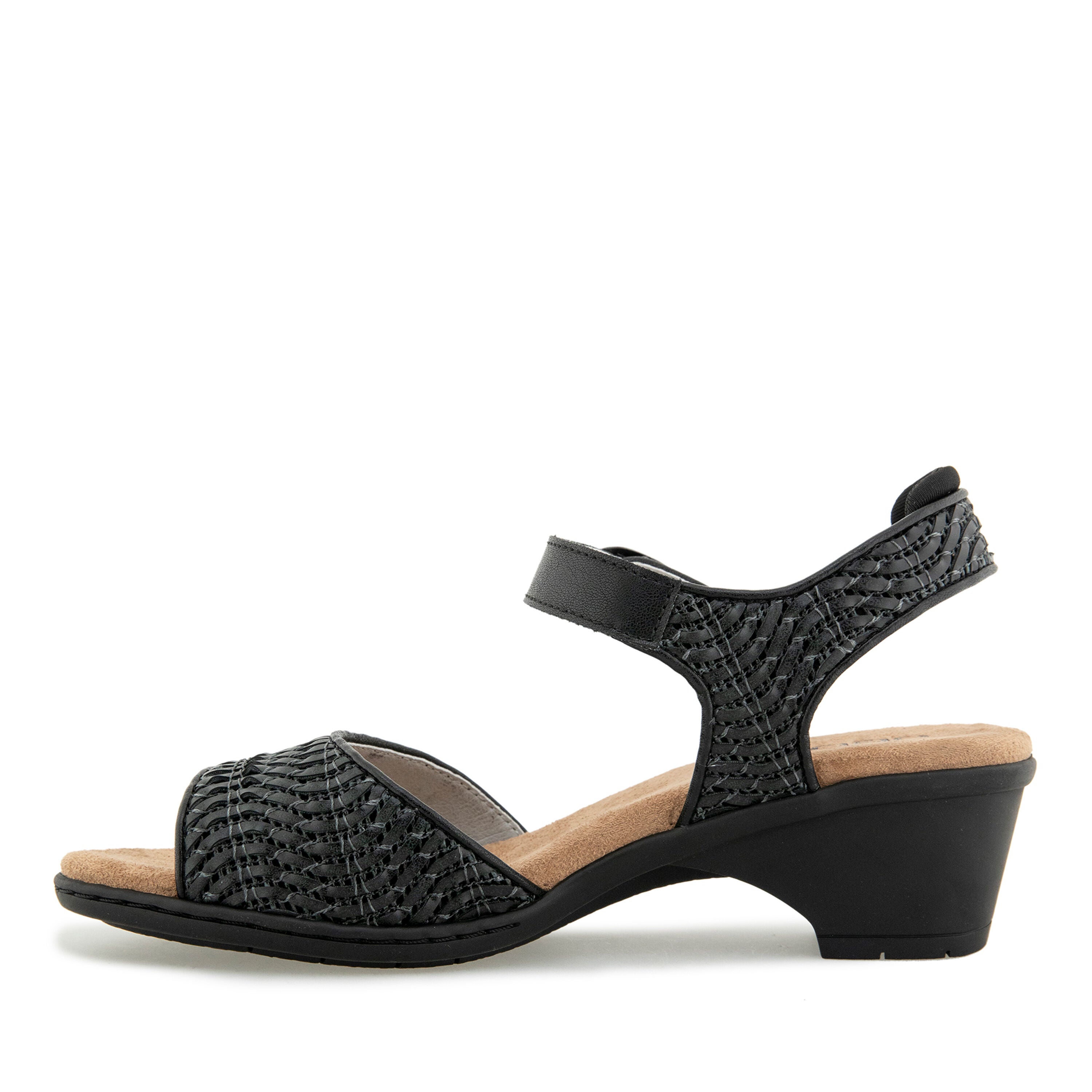 Jule Hook and Loop Wedge Sandal, BLACK, alternate image number 3