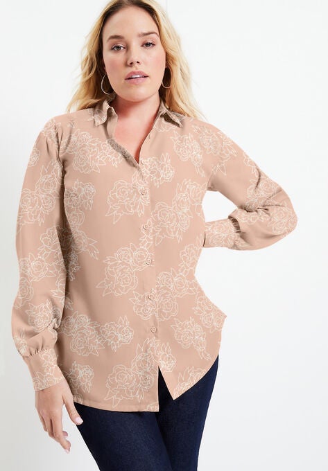 Poplin La Vie Tunic, NUDE OUTLINE PEONY, hi-res image number null