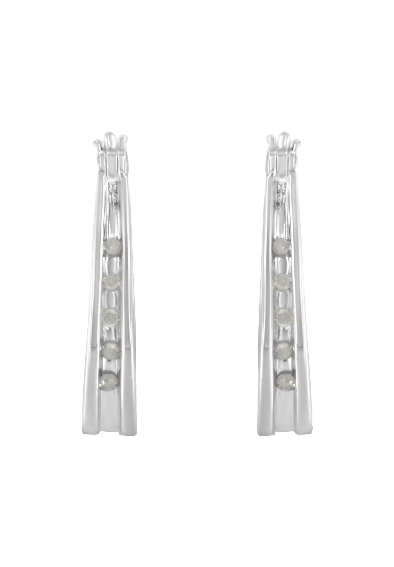 Silver 1/10 Cttw Diamond Hoop Earrings, , alternate image number 2