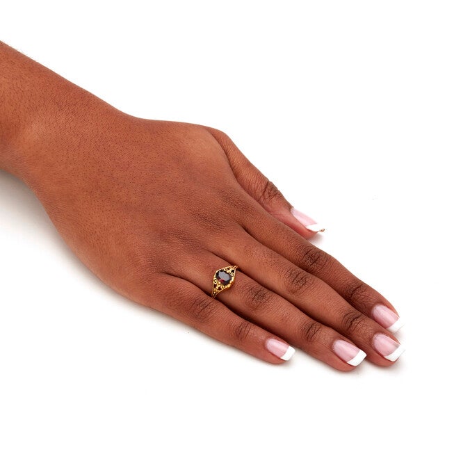 1.40 Cttw. Genuine Garnet Vintage Style Ring Gold-Plated, RED, alternate image number 3