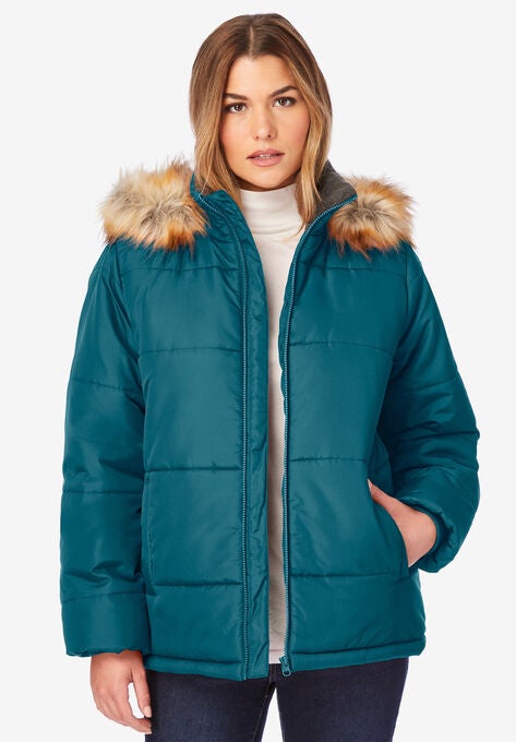 Short-Length Puffer Jacket, DEEP LAGOON, hi-res image number null