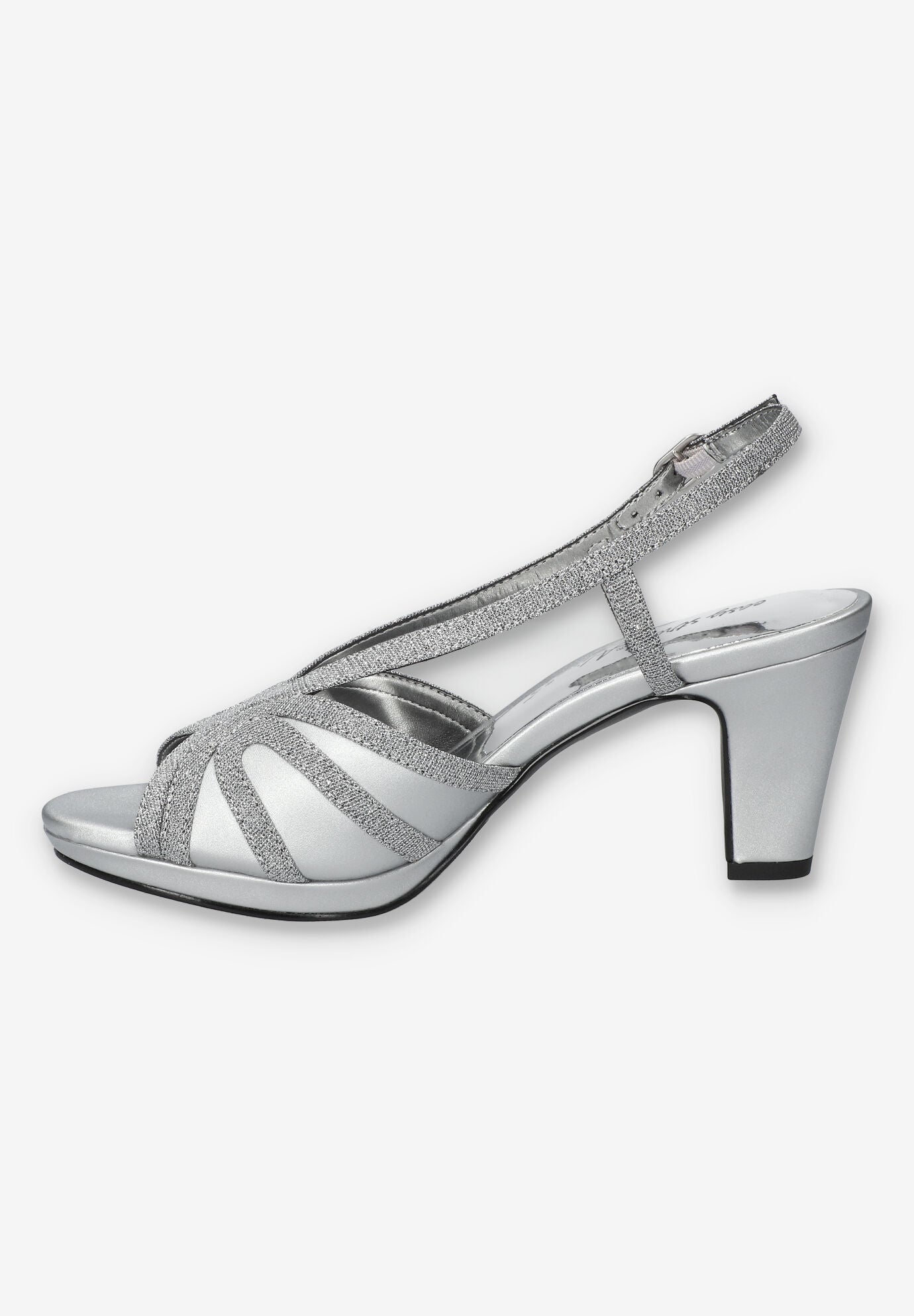 Starlight Heeled Sandals, SILVER SATIN, alternate image number 4