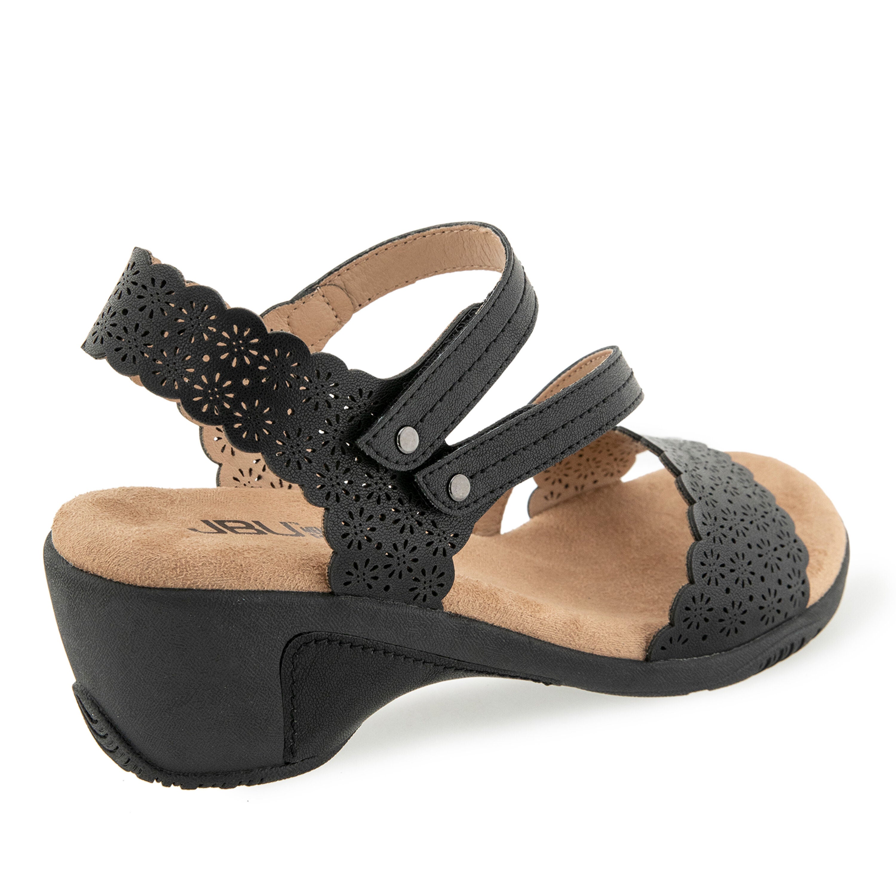 Gracie Hook and Loop Wedge Sandal, BLACK, on-hover image number 1