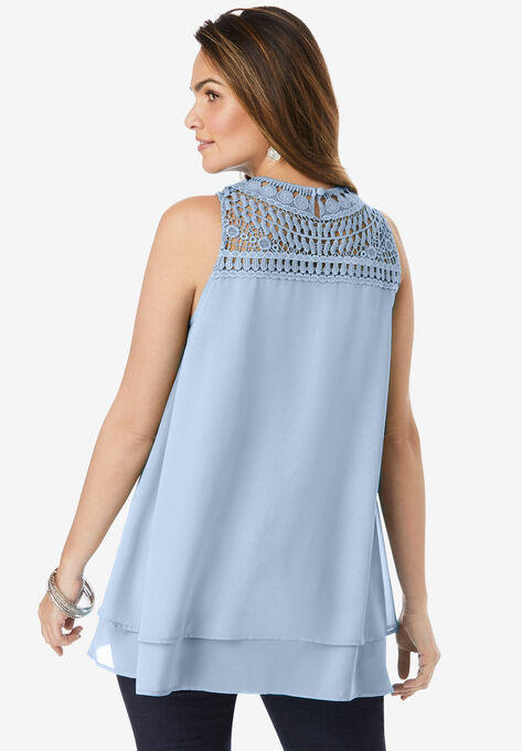 Lace Yoke Top, , on-hover image number null